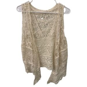 Mossimo Vintage Boho Crochet Vest Open Style XS/S Lace Cottagecore Prairiecore